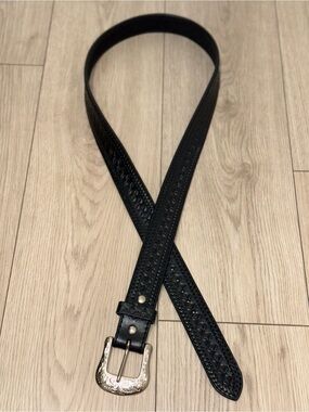 Boot Daddy Men’s Black Bronco Cross Silver Buckle Western Belt Size 44
